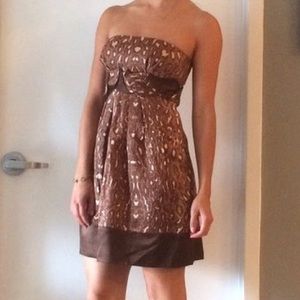 BCBG Brown Leopard Strapless Dress